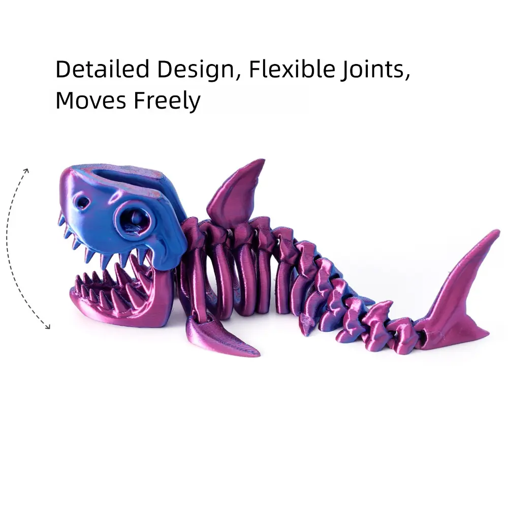 PLA Plastic 3D Printed Shark Bones Model 5 Colors Multi-jointed Animal Simulation Model Movable Articulated Fidget Toy