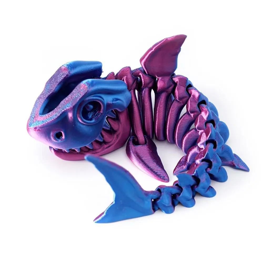 PLA Plastic 3D Printed Shark Bones Model 5 Colors Multi-jointed Animal Simulation Model Movable Articulated Fidget Toy