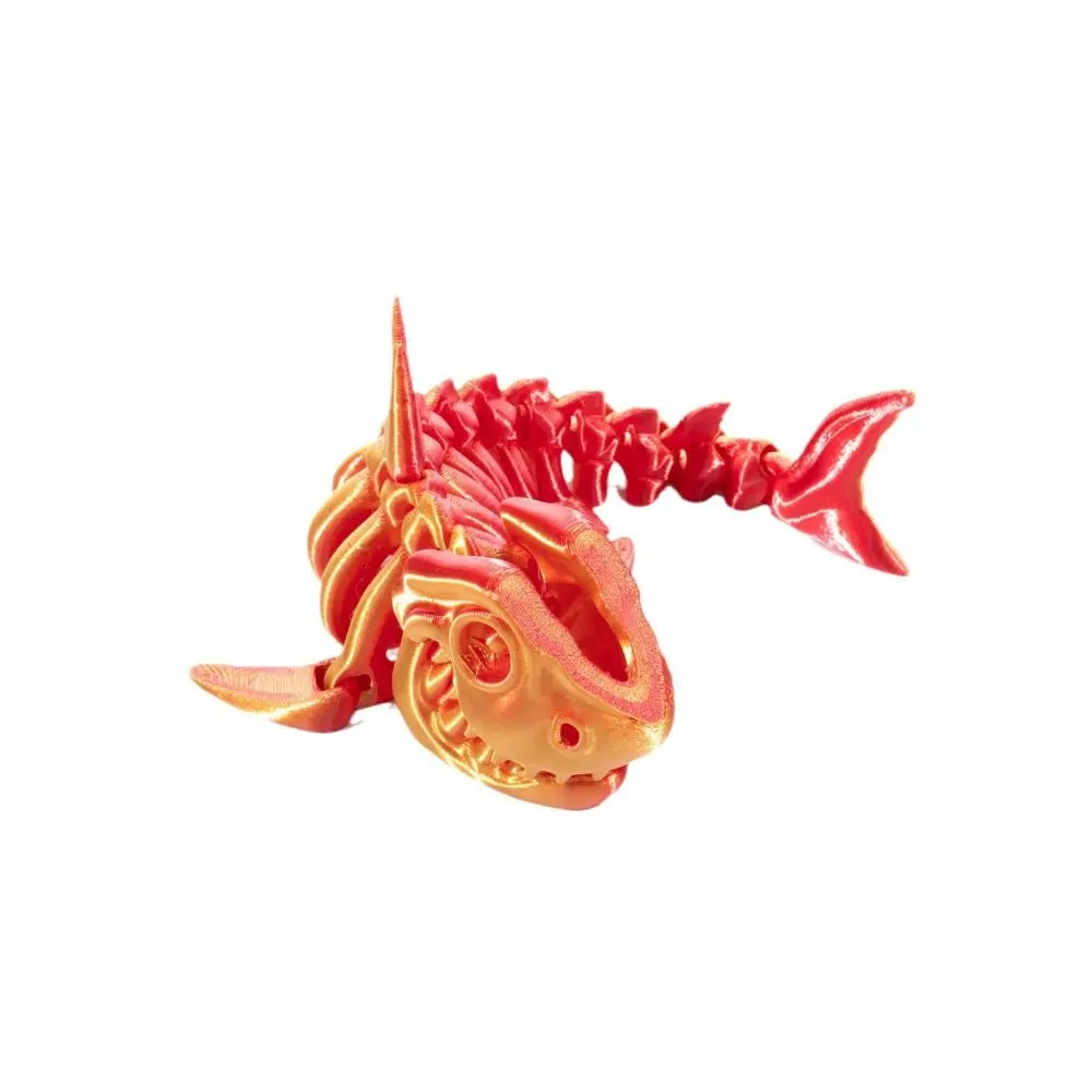 PLA Plastic 3D Printed Shark Bones Model 5 Colors Multi-jointed Animal Simulation Model Movable Articulated Fidget Toy