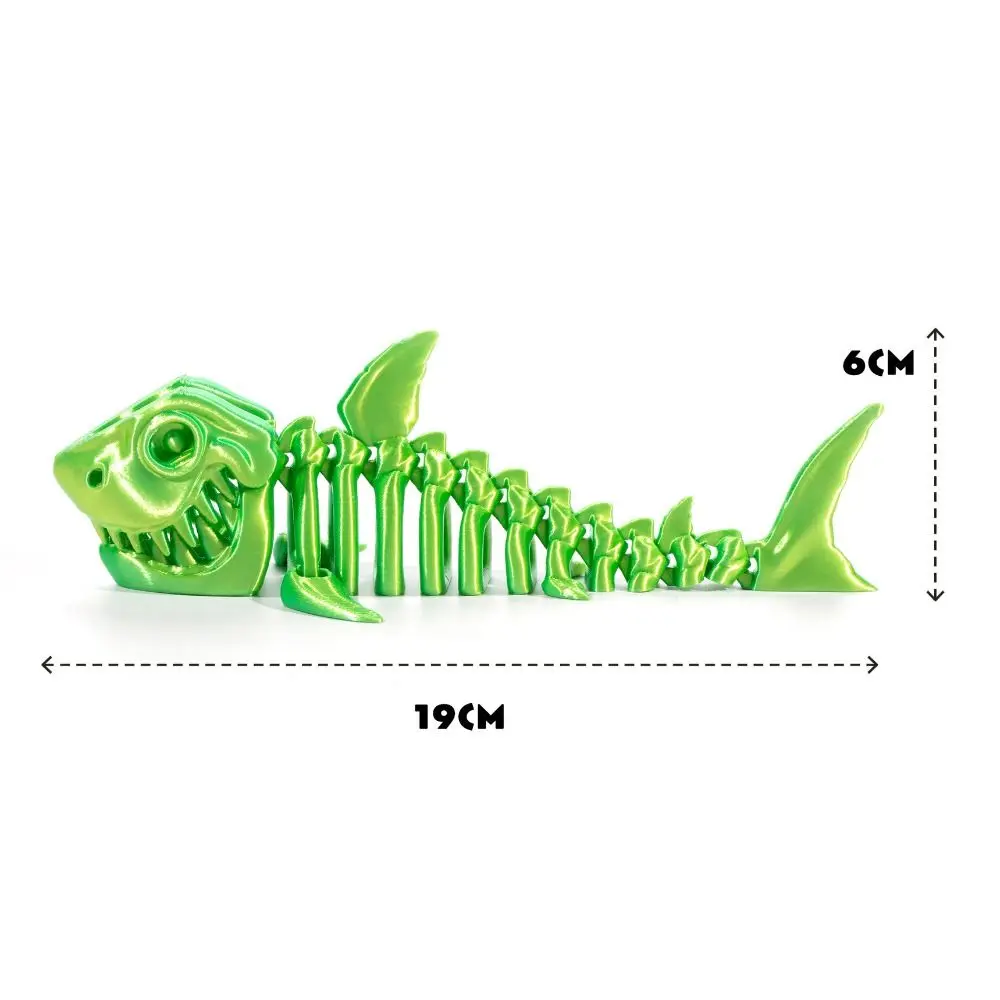 PLA Plastic 3D Printed Shark Bones Model 5 Colors Multi-jointed Animal Simulation Model Movable Articulated Fidget Toy