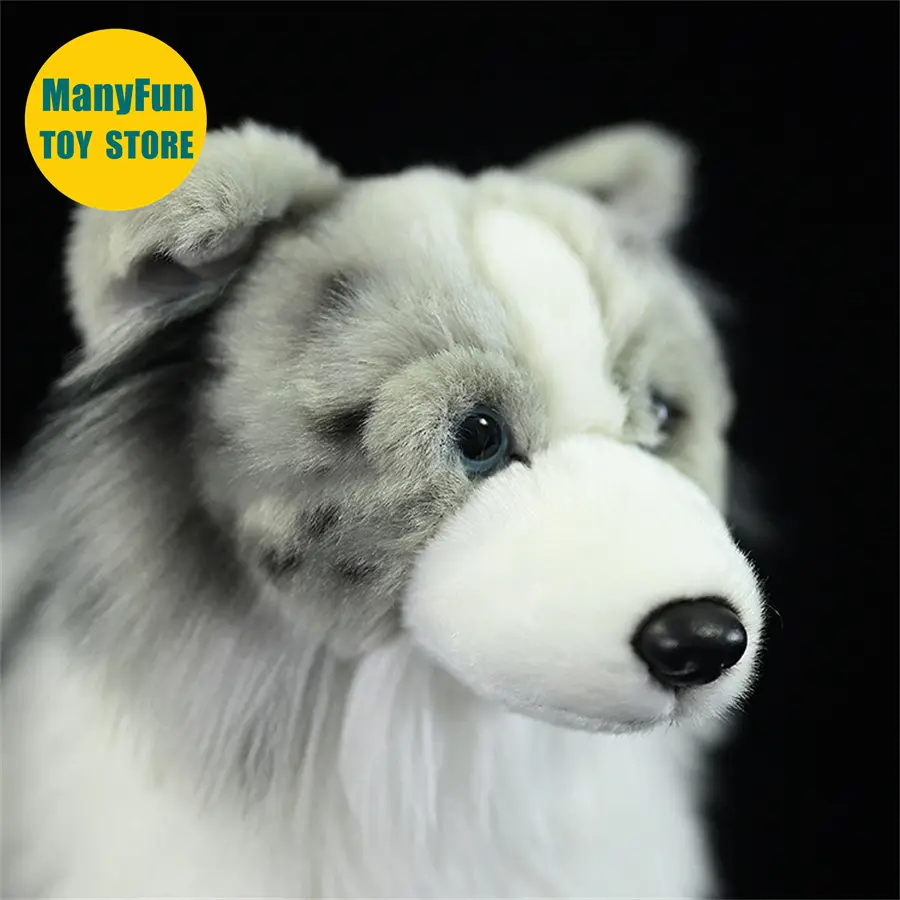 Merle Border Collie Plush Toy High Fidelity Merle Collie Plushie Sheep Dog Peluche Lifelike Stuffed Animals Simulation Doll Kids