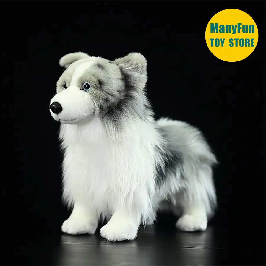 Merle Border Collie Plush Toy High Fidelity Merle Collie Plushie Sheep Dog Peluche Lifelike Stuffed Animals Simulation Doll Kids