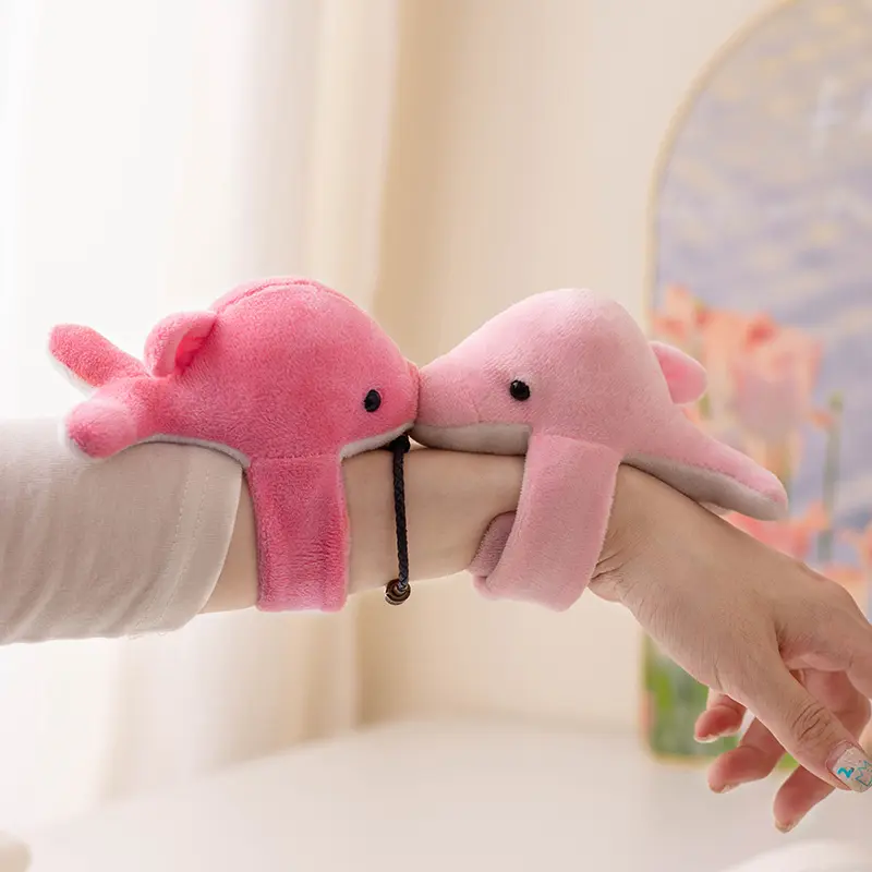 13CM Super Kawaii Dolphin Plush Hand Circle Stuffed Toys Cute Keychain Pendant Bracelet Decor Accessories Mini Doll Keyring Toy