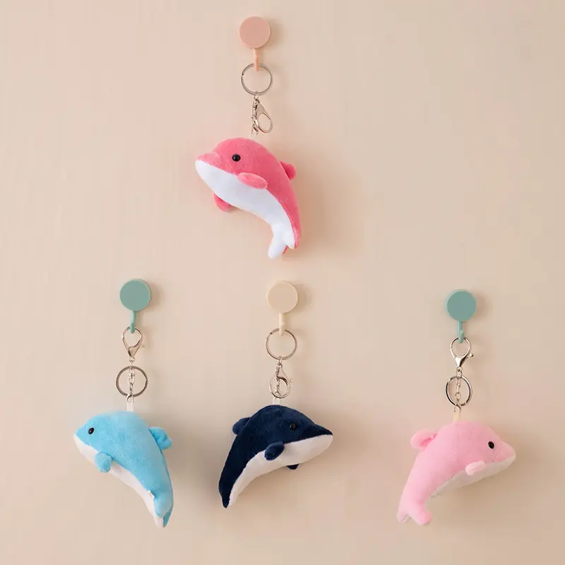 13CM Super Kawaii Dolphin Plush Hand Circle Stuffed Toys Cute Keychain Pendant Bracelet Decor Accessories Mini Doll Keyring Toy