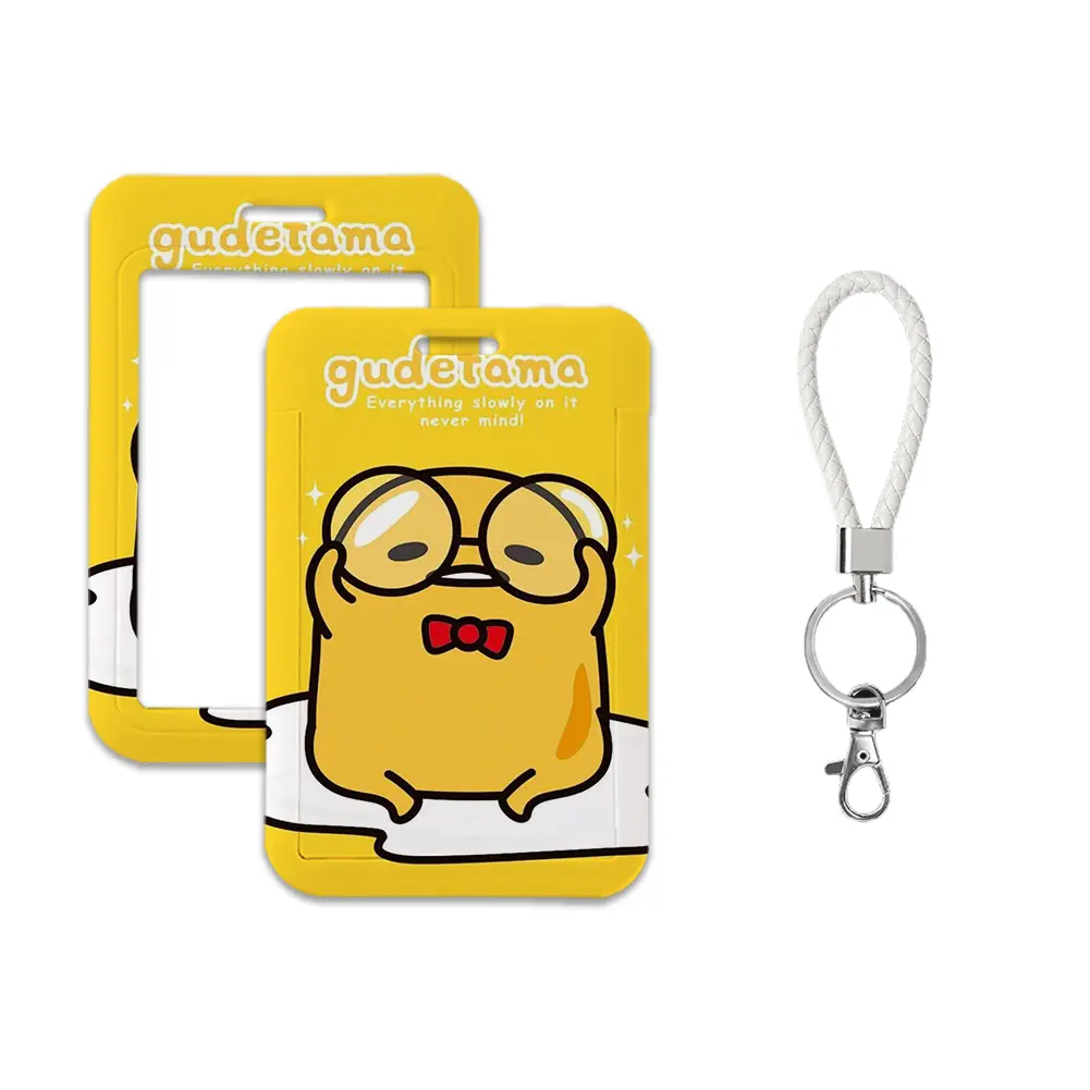Gudetama Sanrio Card Holder Lanyards Cartoon Credit Card Case Neck Strap Keychain ID Badge Holders Retractable Clip
