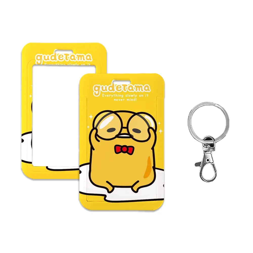 Gudetama Sanrio Card Holder Lanyards Cartoon Credit Card Case Neck Strap Keychain ID Badge Holders Retractable Clip