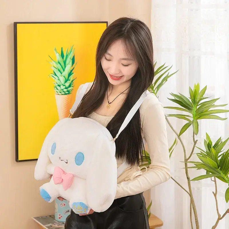 Cute Sanrio Plush Backpack Shoulder Bag Cinnamoroll Kuromi My Melody Plush Backpack Doll Pikachu Crossbody Bag Gifts Kids Girls