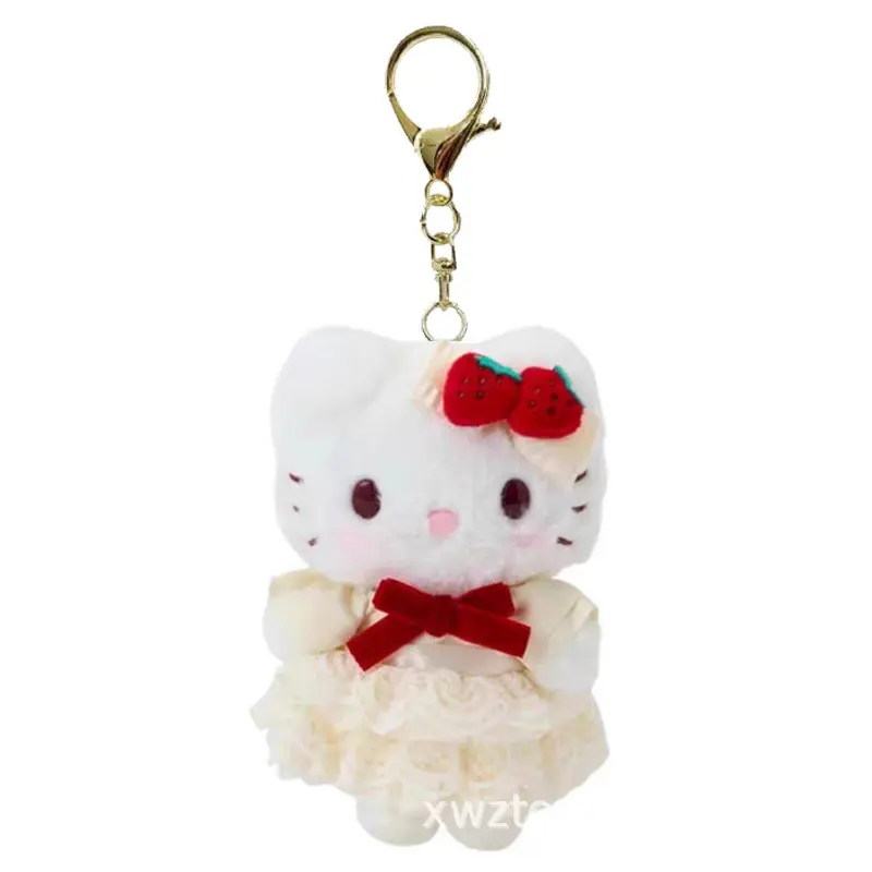 Cute My Melody Kuromi Cinnamoroll Hello Kitty Plush Toys Pendant Keychain Doll Birthday Gifts