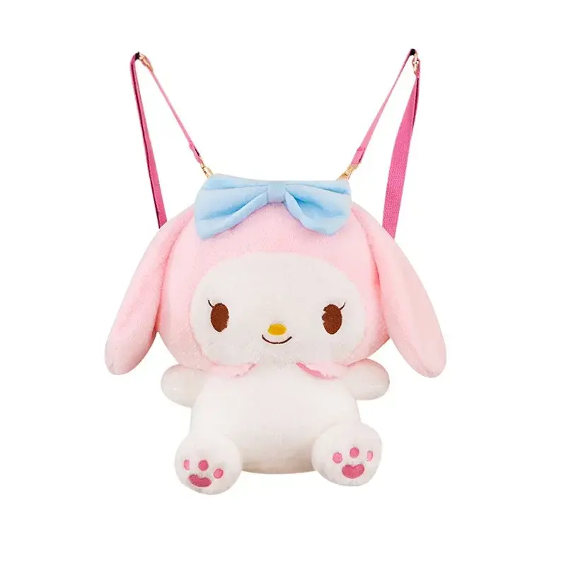 Cute Sanrio Plush Backpack Shoulder Bag Cinnamoroll Kuromi My Melody Plush Backpack Doll Pikachu Crossbody Bag Gifts Kids Girls