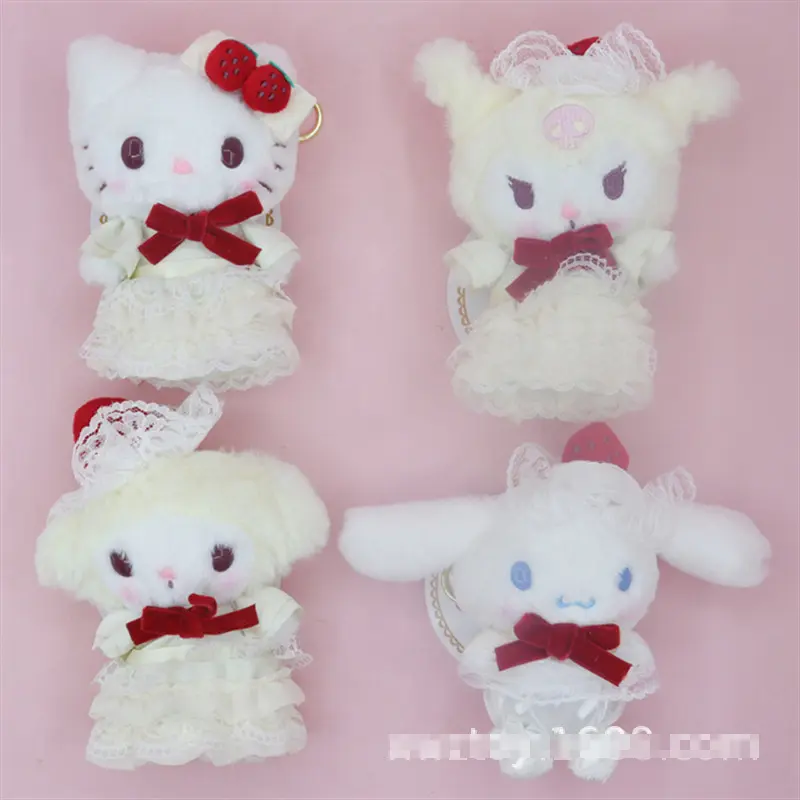 Cute My Melody Kuromi Cinnamoroll Hello Kitty Plush Toys Pendant Keychain Doll Birthday Gifts