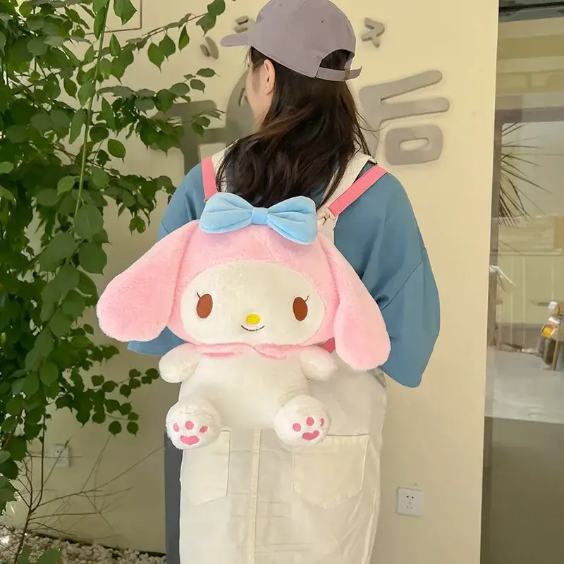 Cute Sanrio Plush Backpack Shoulder Bag Cinnamoroll Kuromi My Melody Plush Backpack Doll Pikachu Crossbody Bag Gifts Kids Girls