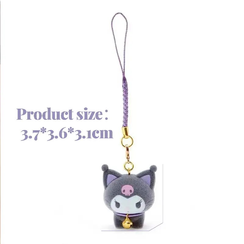 Kuromi Toy Keychains Flocked Doll Pendant Kawaii Anime Phone Chains Cartoon Keyring Accessories Birthday Gift for Friends