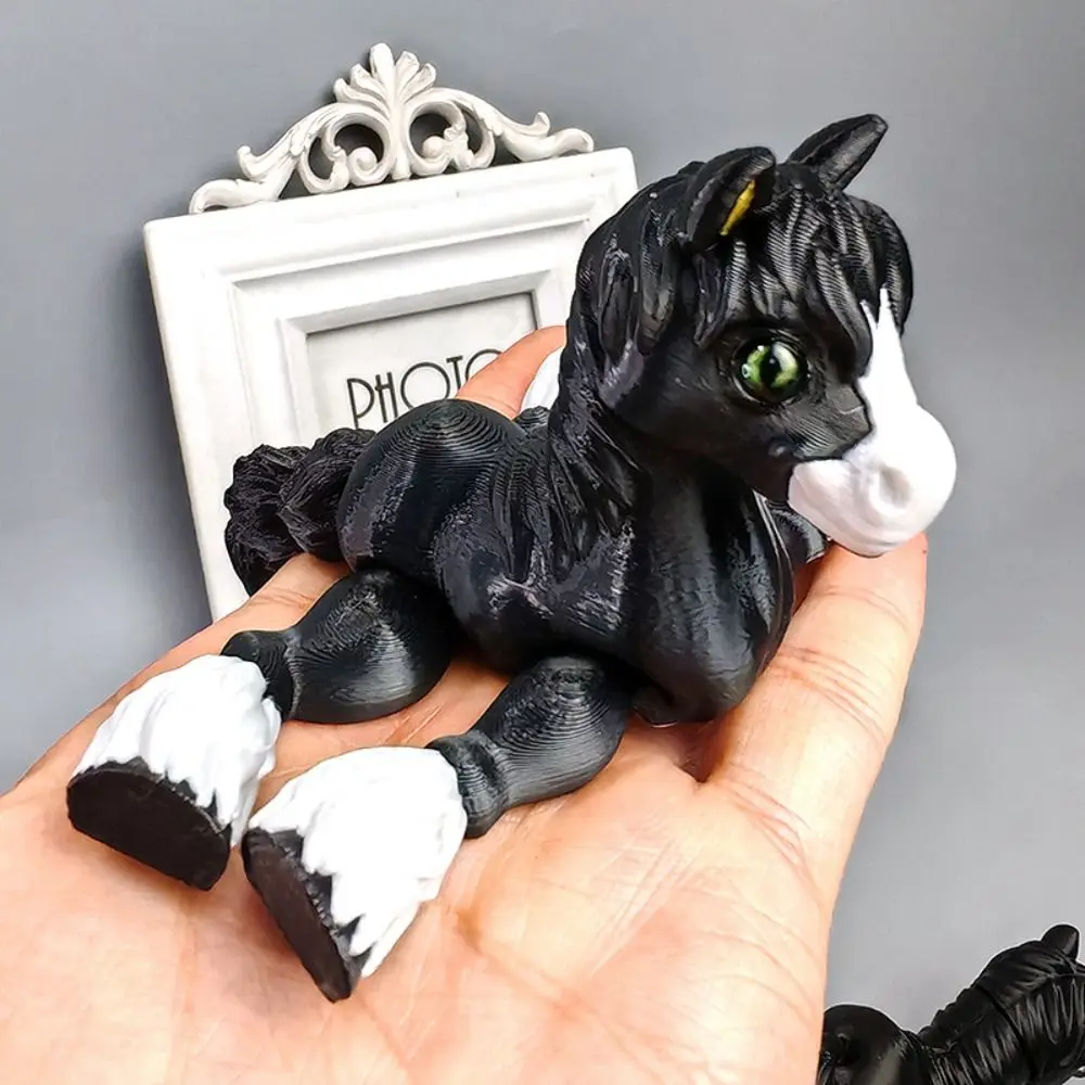 Cute 3D Printed Horse Animals Movable Mini Relief Sensory Toy Kids Gift Multi-joint Home Ornament Desktop Decorations