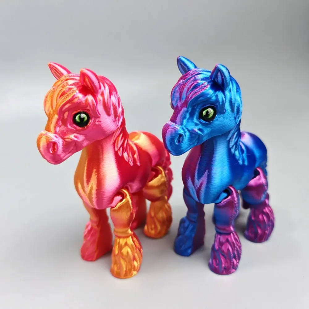 Cute 3D Printed Horse Animals Movable Mini Relief Sensory Toy Kids Gift Multi-joint Home Ornament Desktop Decorations