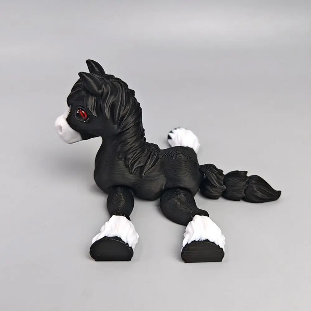 Cute 3D Printed Horse Animals Movable Mini Relief Sensory Toy Kids Gift Multi-joint Home Ornament Desktop Decorations