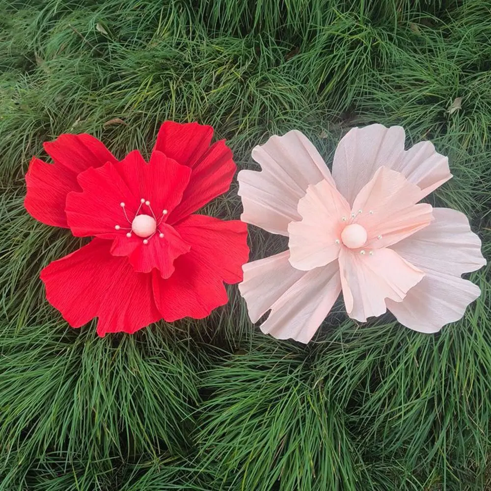 NEW 3D Wedding Decoration Pleated Design 50CM Wrinkled Paper Flower Giant Window Display Pleated Floral Arrangement Party Supply