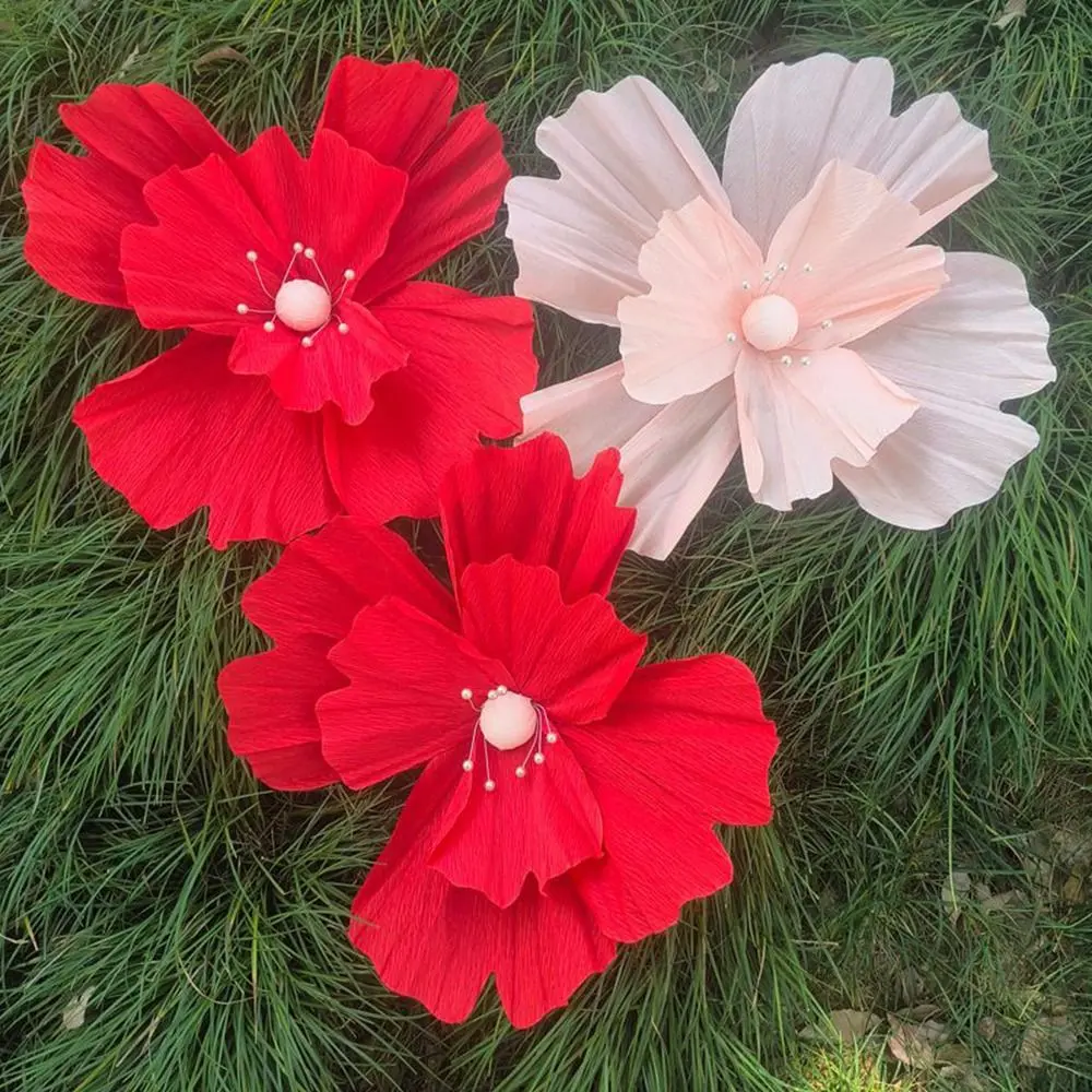 NEW 3D Wedding Decoration Pleated Design 50CM Wrinkled Paper Flower Giant Window Display Pleated Floral Arrangement Party Supply