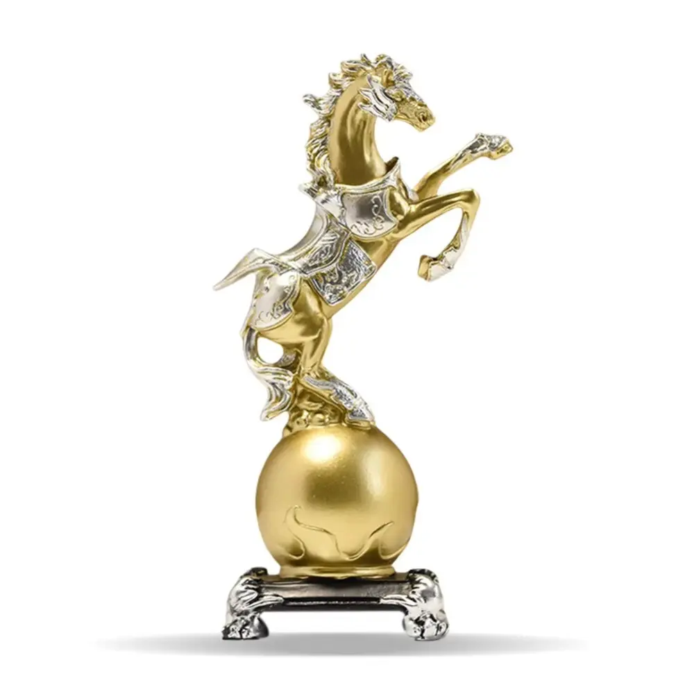 New Resin Feng Shui Lucky Horse Statue Attract Wealth Good Luck Office Ornaments Small Horse Sculpture Home Decoration