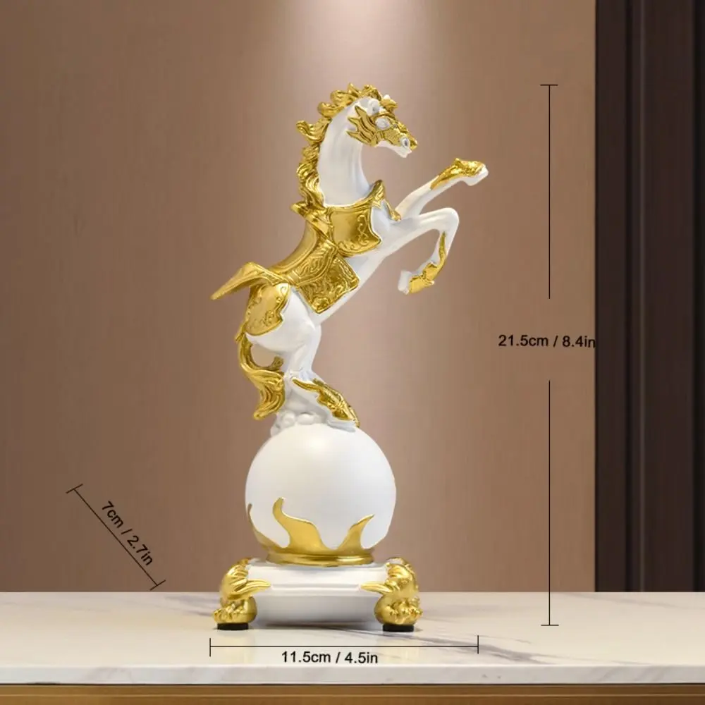 New Resin Feng Shui Lucky Horse Statue Attract Wealth Good Luck Office Ornaments Small Horse Sculpture Home Decoration