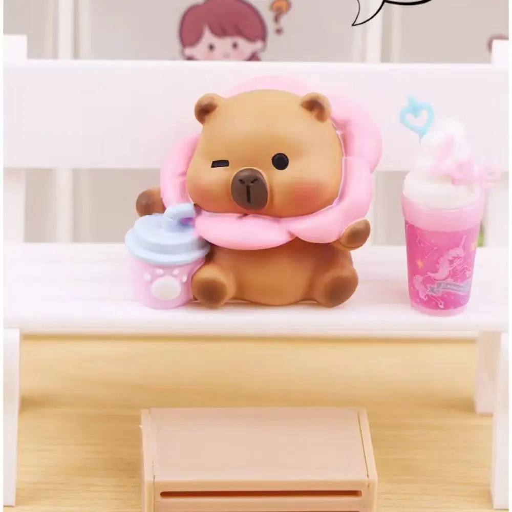 Resin Cartoon Capybara Figurines Multicolor DIY Accessories Miniature Capybara Statue Car Ornament Cartoon Animal