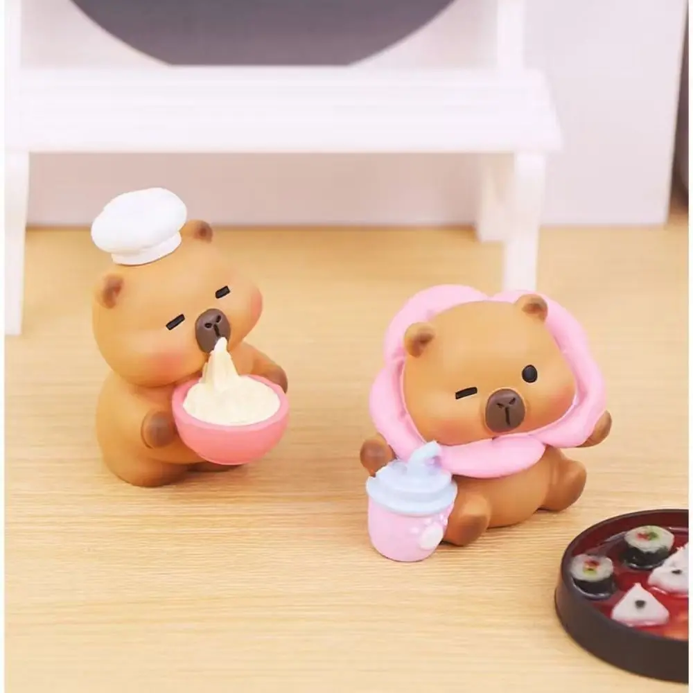 Resin Cartoon Capybara Figurines Multicolor DIY Accessories Miniature Capybara Statue Car Ornament Cartoon Animal
