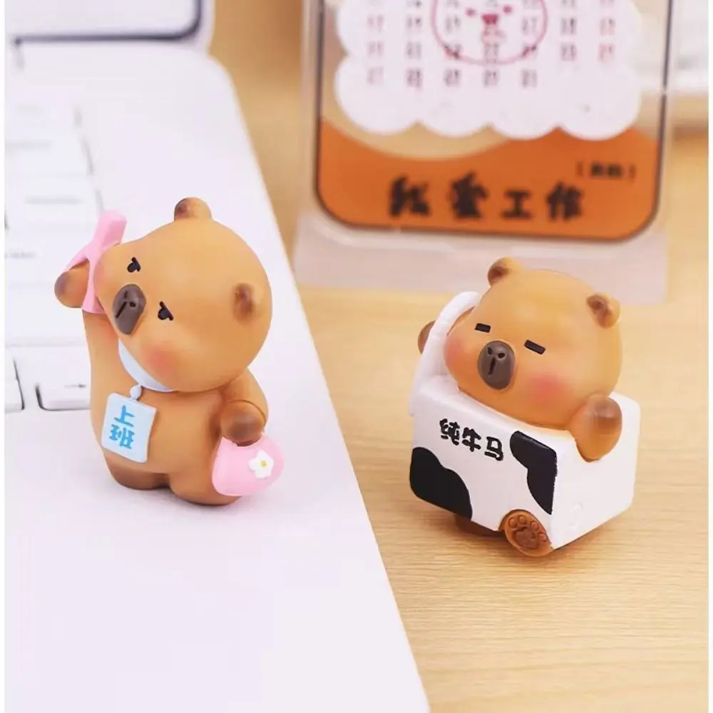 Resin Cartoon Capybara Figurines Multicolor DIY Accessories Miniature Capybara Statue Car Ornament Cartoon Animal