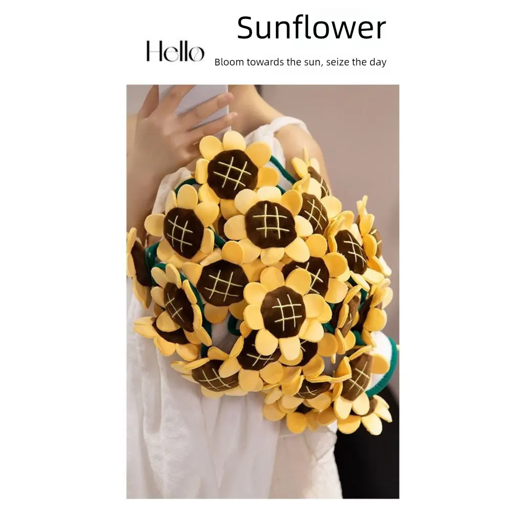Portable Finished Product Sunflower Bouquet Blanket Plush Soft Nap Blanket Bouquet Blankets Anniversary Gift