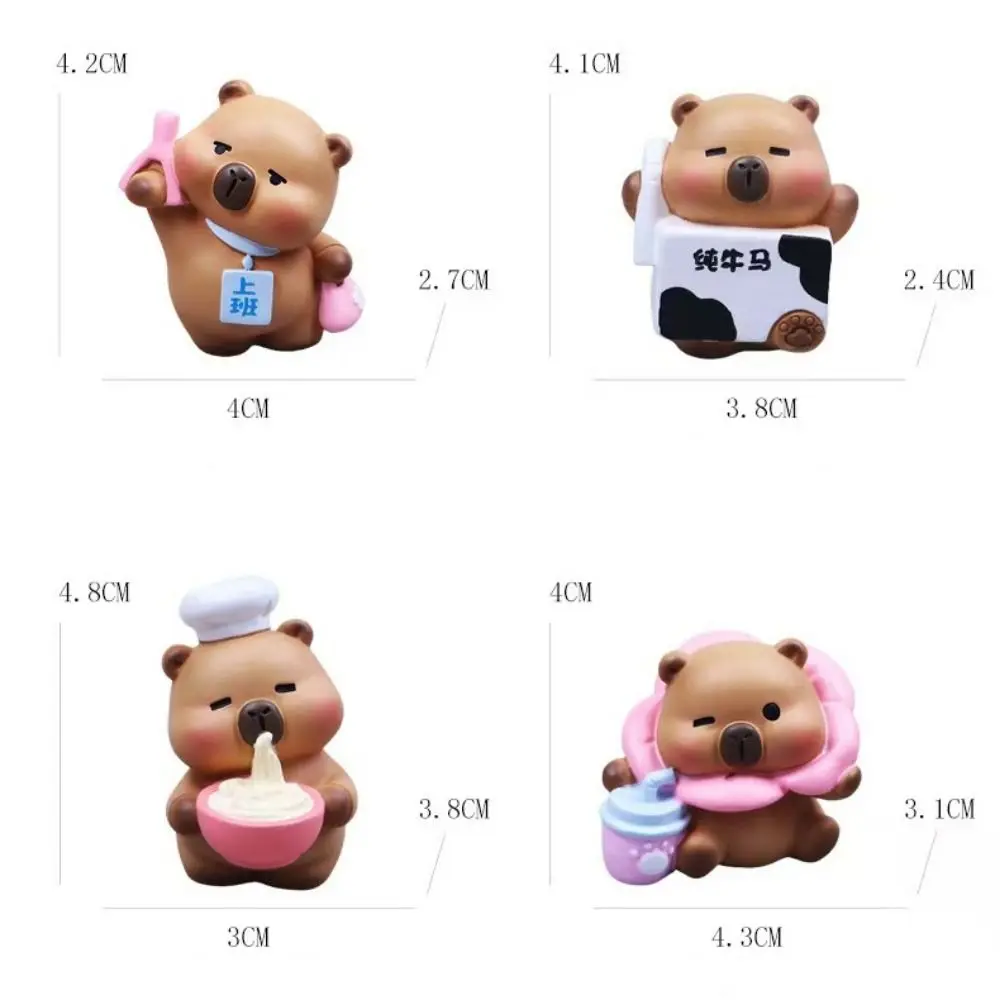 Resin Cartoon Capybara Figurines Multicolor DIY Accessories Miniature Capybara Statue Car Ornament Cartoon Animal