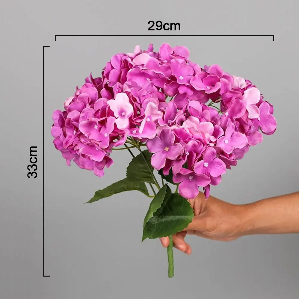 Decorative 5 Heads Artificial Hydrangea Flower Silk DIY Fake Hydrangea Bouquet Bridal Bouquet Wedding Floral Arrangement