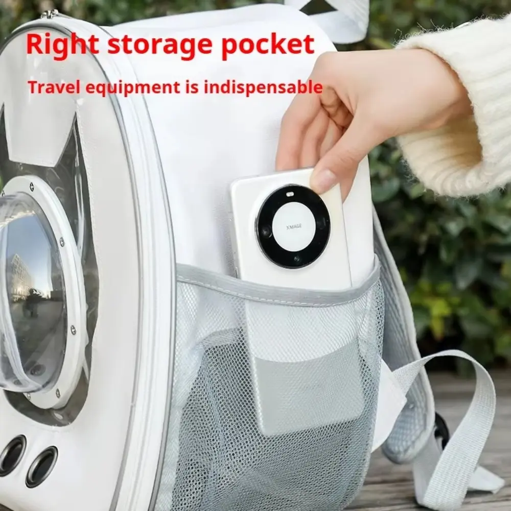 Durable Portable Cat Carrier Bag Transparent Design PU Pet Carrier Breathable Mesh Pet Travel Backpack Pet Supplies