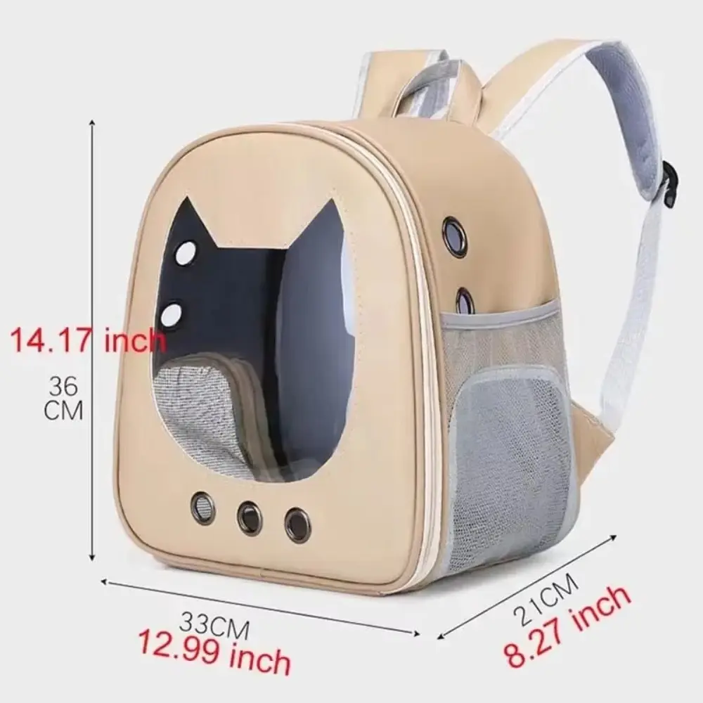 Durable Portable Cat Carrier Bag Transparent Design PU Pet Carrier Breathable Mesh Pet Travel Backpack Pet Supplies