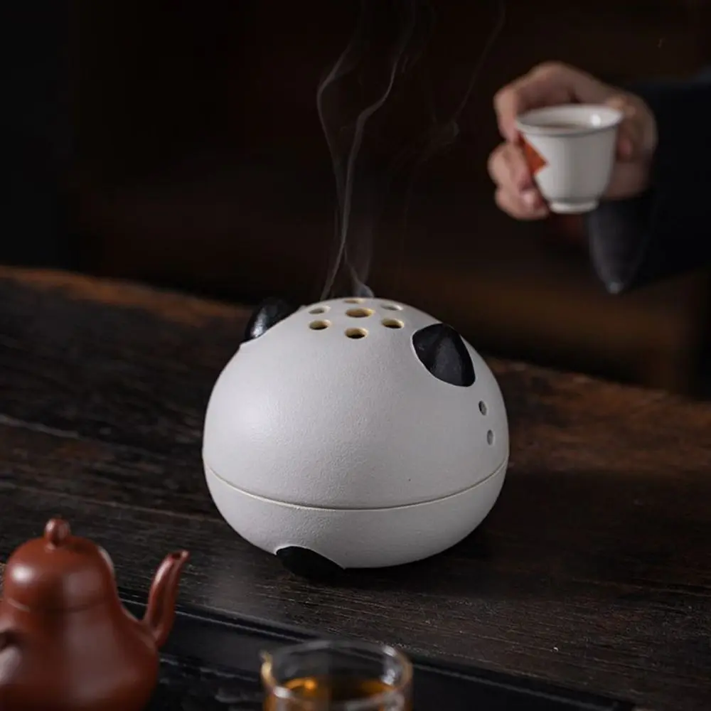 Cute Panda Mosquito Incense Rack Ceramic Anti Scalding Mosquito Coil Holder Portable Sandalwood Incense Burner