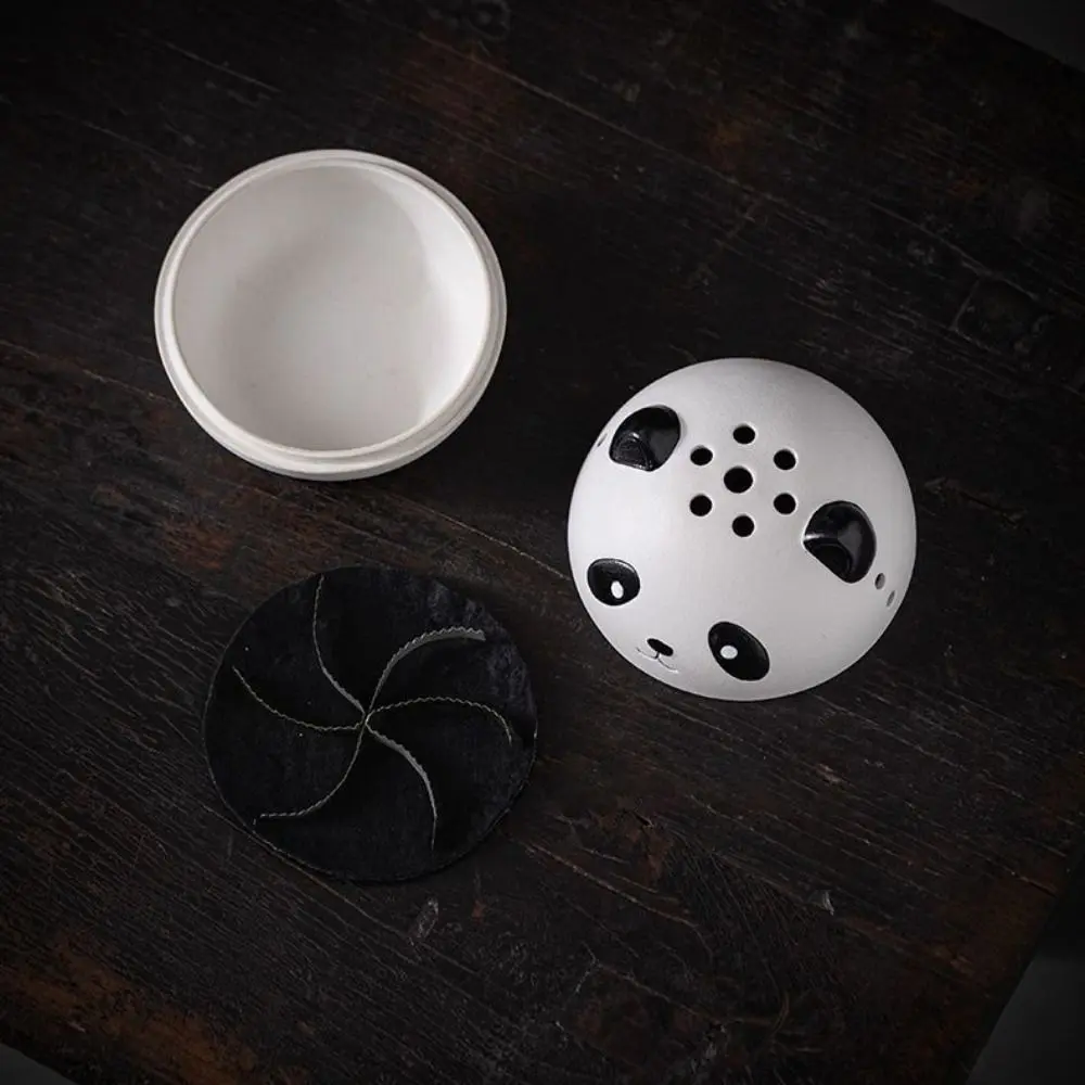 Cute Panda Mosquito Incense Rack Ceramic Anti Scalding Mosquito Coil Holder Portable Sandalwood Incense Burner