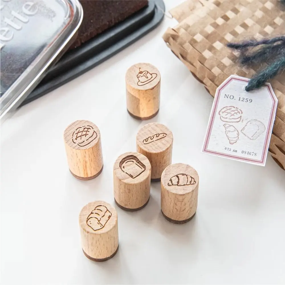 Cute Vintage Coffee Bread Stamp Rubber Bottle Shape Wooden Stamp Scrapbooking Seal Student