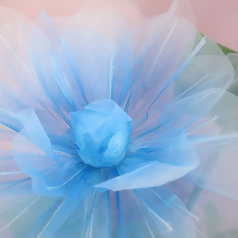 40cm Artificial Rose Blossoms Giant Gauze 3D Fluffy Petals Fake Flowers Floor Display Large Flower Head Simulated Rose Outdoor