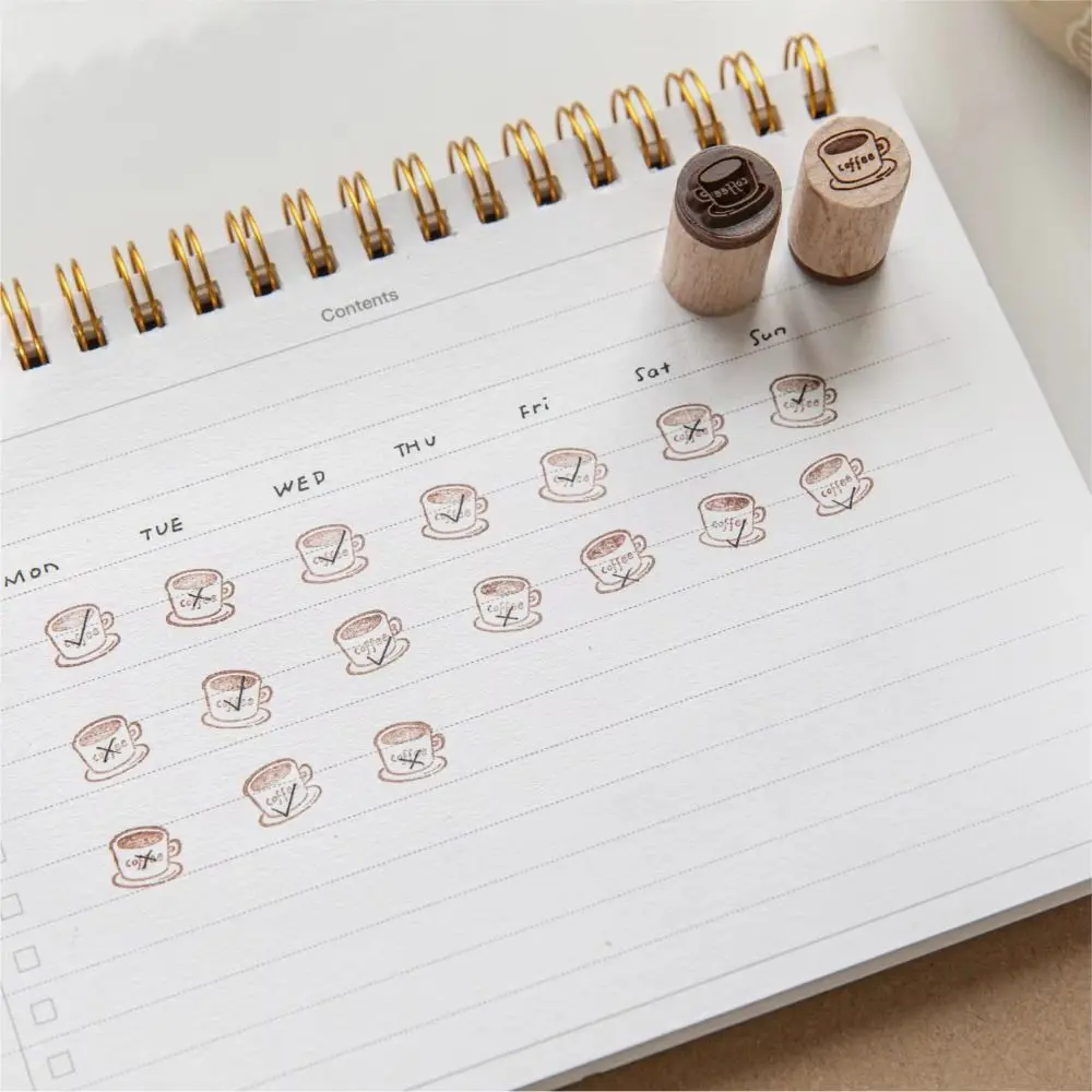 Cute Vintage Coffee Bread Stamp Rubber Bottle Shape Wooden Stamp Scrapbooking Seal Student