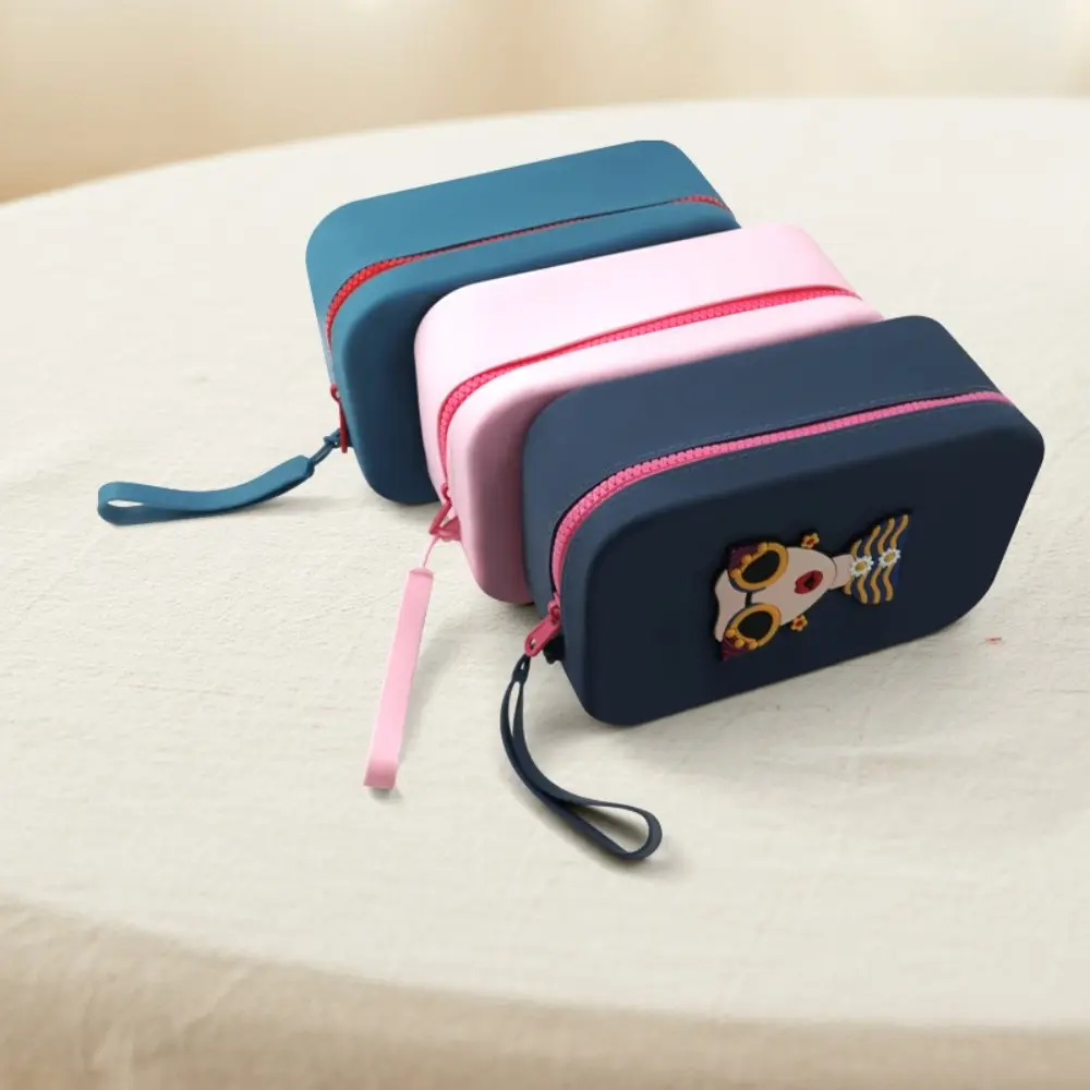 Multi-Purpose Silicone Storage Bag Data Cable Organizer Waterproof Zipper Carrying Pouch Bag Box Large Capacity Dustproof