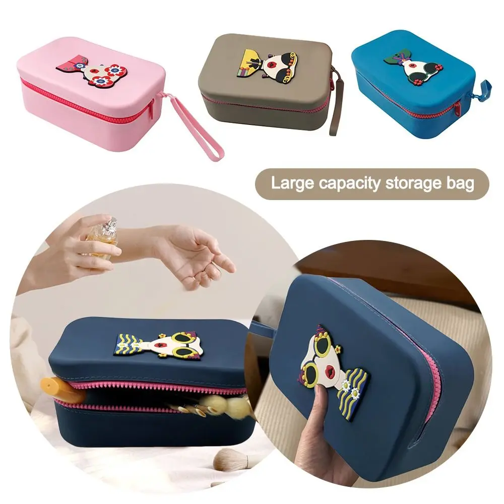 Multi-Purpose Silicone Storage Bag Data Cable Organizer Waterproof Zipper Carrying Pouch Bag Box Large Capacity Dustproof