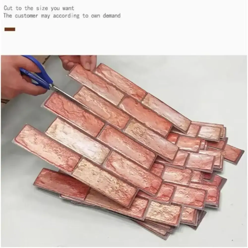 10 pcs 2025 Waterproof Wall Panels Brick Shape Moisture-Proof Home Decorative 3D Retro Wallpaper