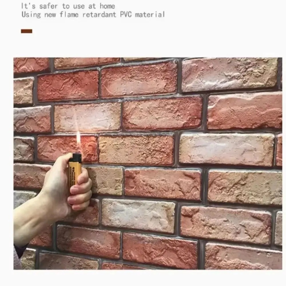 10 pcs 2025 Waterproof Wall Panels Brick Shape Moisture-Proof Home Decorative 3D Retro Wallpaper