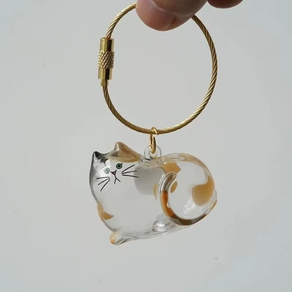 Small Ornaments Cat Fur Storage Pendant Cute Cat Shaped Transparent Container Stylish Keychain DIY Accessories