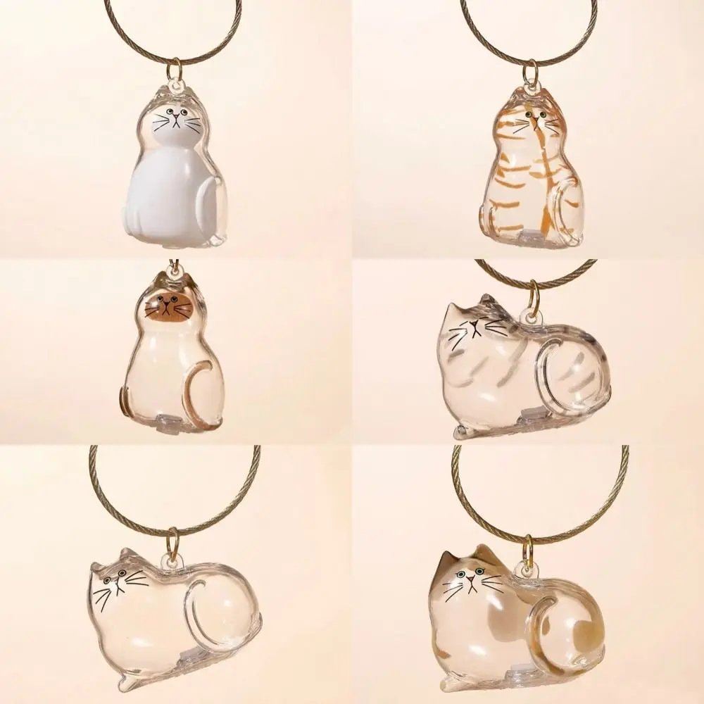 Small Ornaments Cat Fur Storage Pendant Cute Cat Shaped Transparent Container Stylish Keychain DIY Accessories