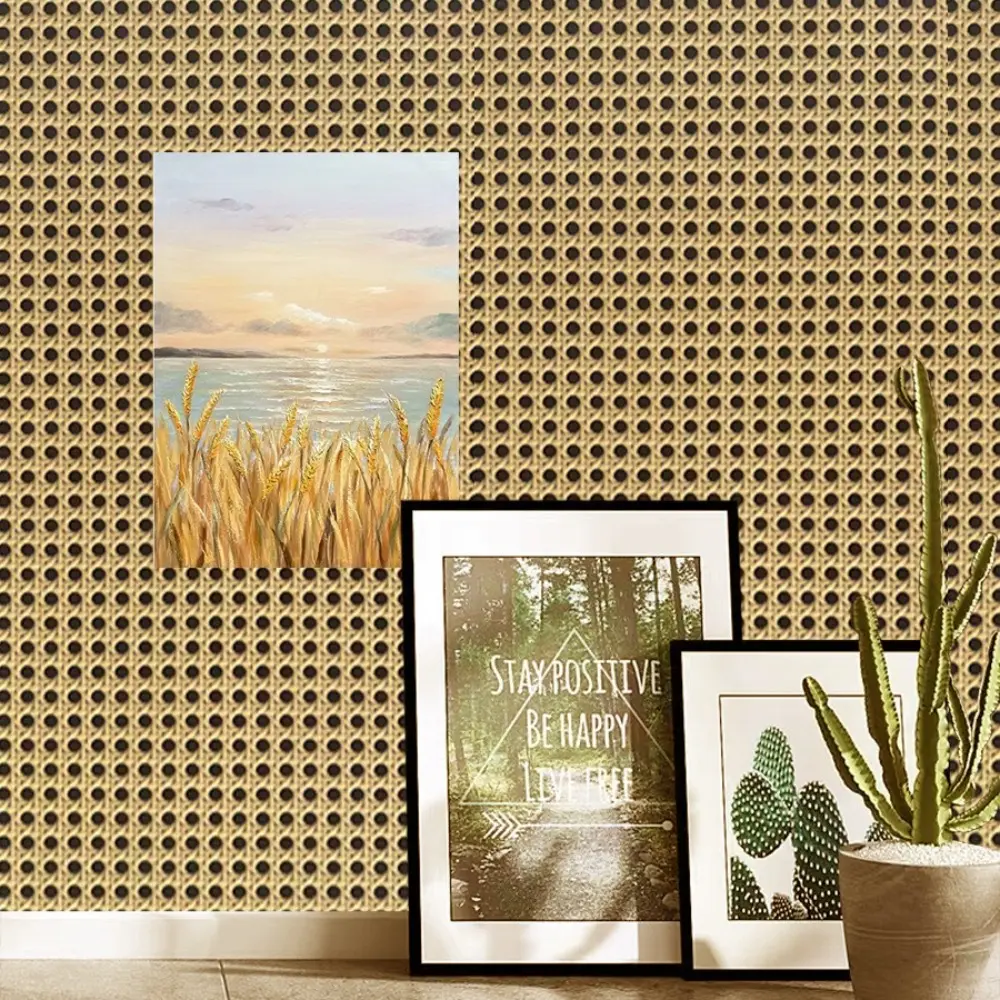Retro 3D Rattan Wallpaper PVC Self-adhesive Wall Sticker Removable Waterproof Furniture Renovation Sticker