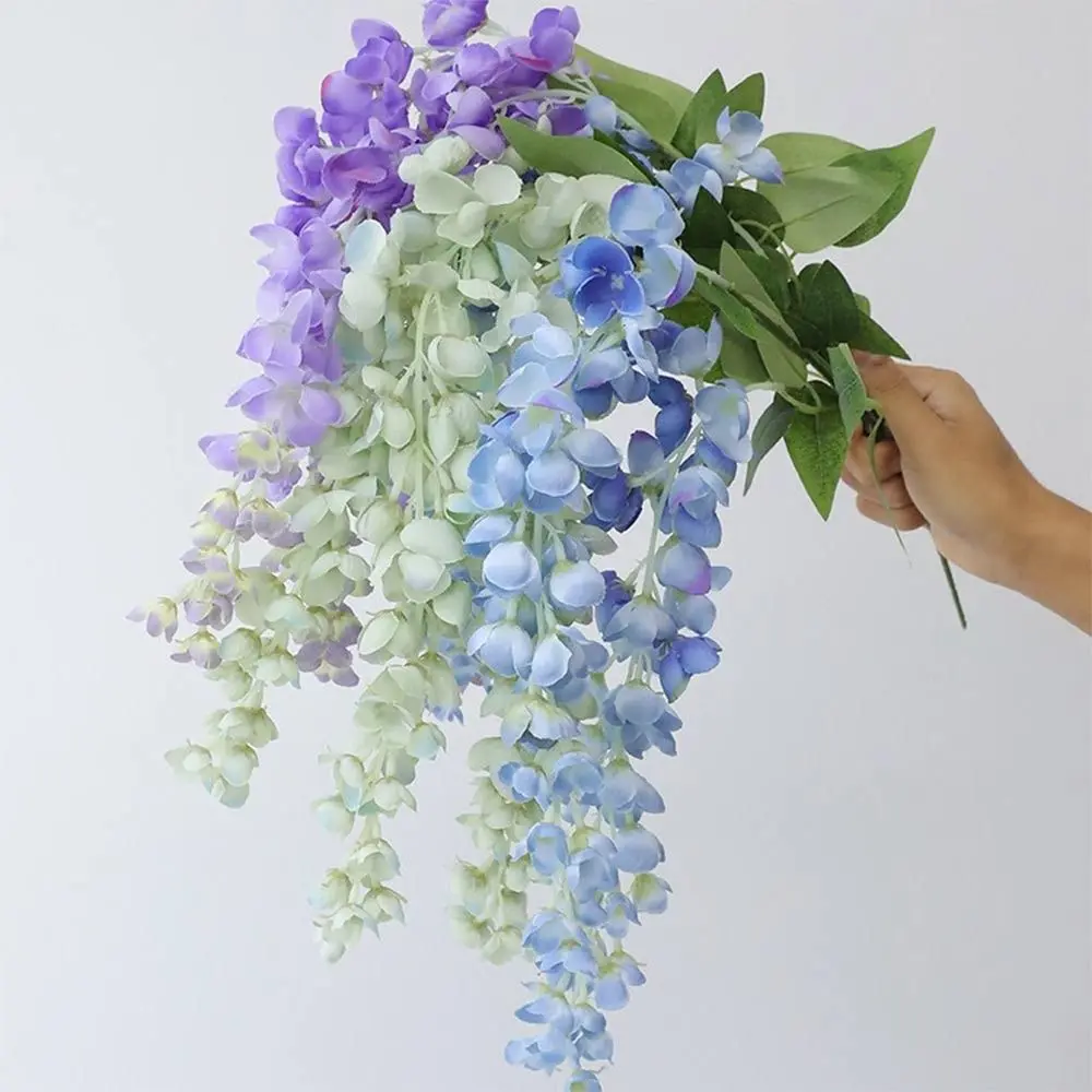 3 Fork Artificial Flower Vine 60cm Long Bushy Petals Hanging Rattan Flower Green Leaves Multicolor Simulation Wisteria Flower