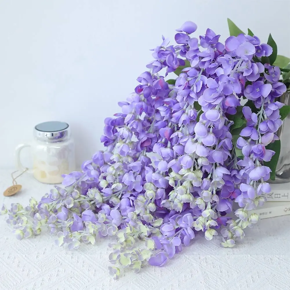 3 Fork Artificial Flower Vine 60cm Long Bushy Petals Hanging Rattan Flower Green Leaves Multicolor Simulation Wisteria Flower