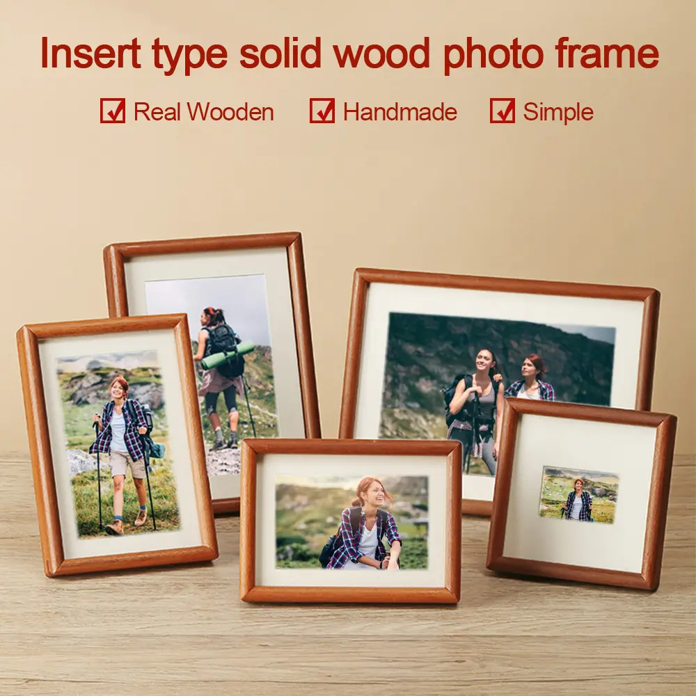 New 6/7/8 Inch Black Walnut Photo Frame Real Wooden Handmade Picture Frame Simple Mortise Tenon Photo Frame