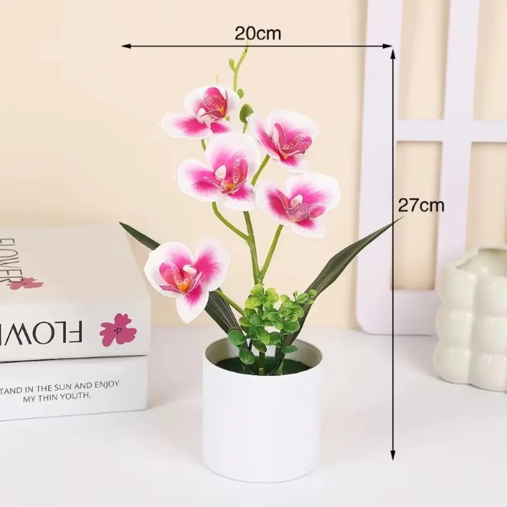 Multicolor Butterfly Orchid Artificial Flower Accessories White Flowerpot Simulation Bonsai Plastic No-fading