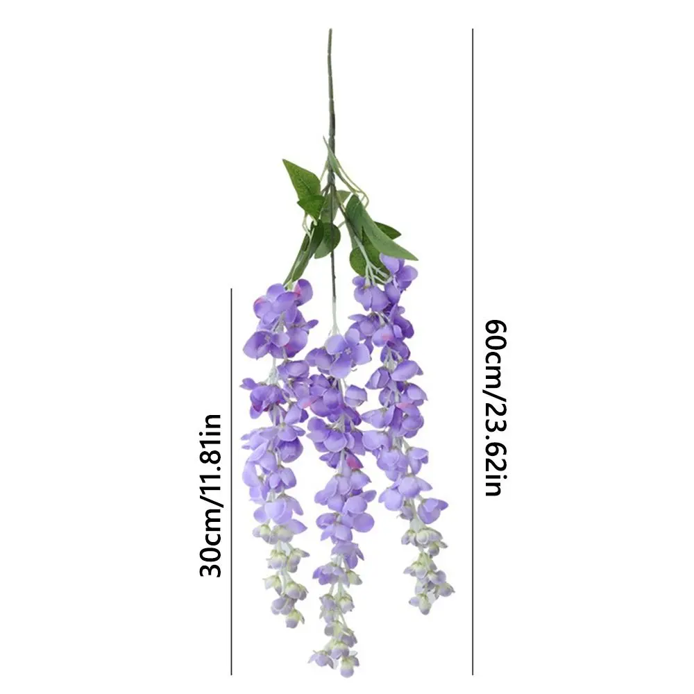 3 Fork Artificial Flower Vine 60cm Long Bushy Petals Hanging Rattan Flower Green Leaves Multicolor Simulation Wisteria Flower
