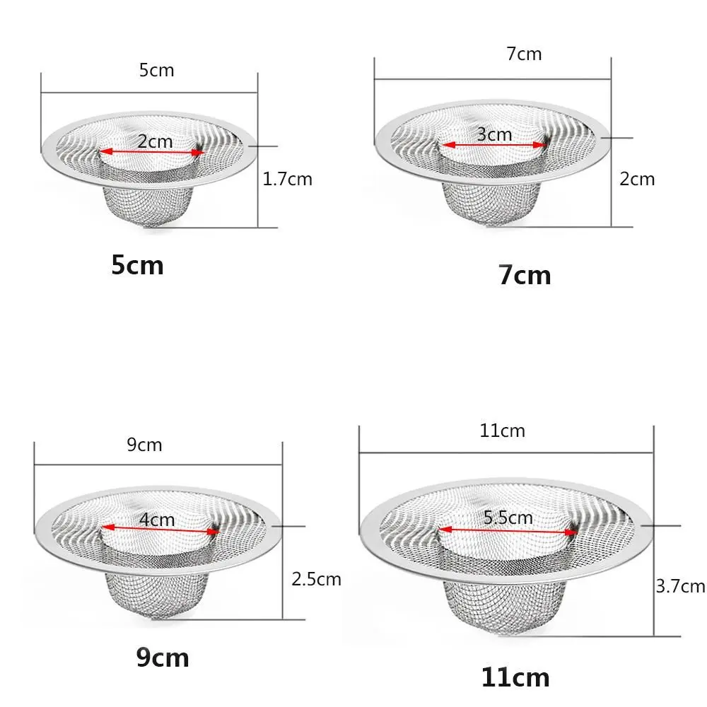 3/5pcs Stainless Steel Sink Strainer Round Shape Hair Clean Up Sewer Outfall Drain Filter Anti-blocking floor drain plug