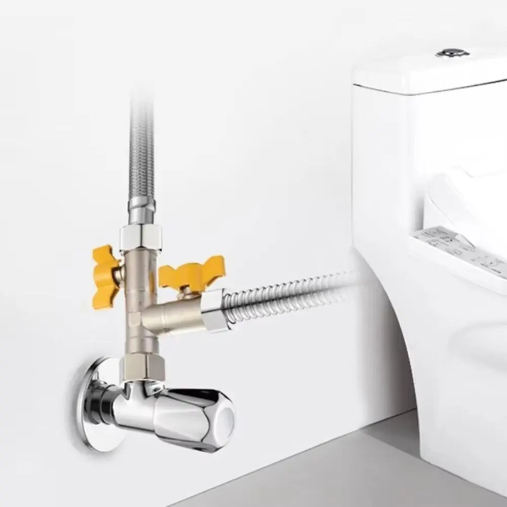 Brass Faucet Diverter Valve Thickened 1/2" Hose Barb Shower Diverter Valve 1-In 2-Out Nipple Adapter Shut Off Valve Shower Head